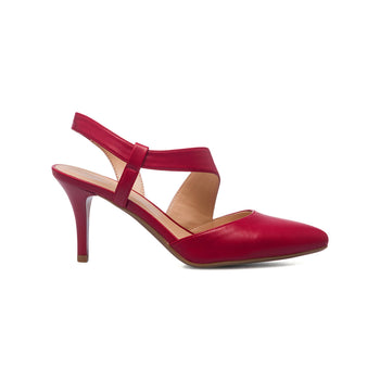 Décolleté slingback rosse con cinturino e tacco 7 cm Lora Ferres, Donna, SKU w021000321, Immagine 0